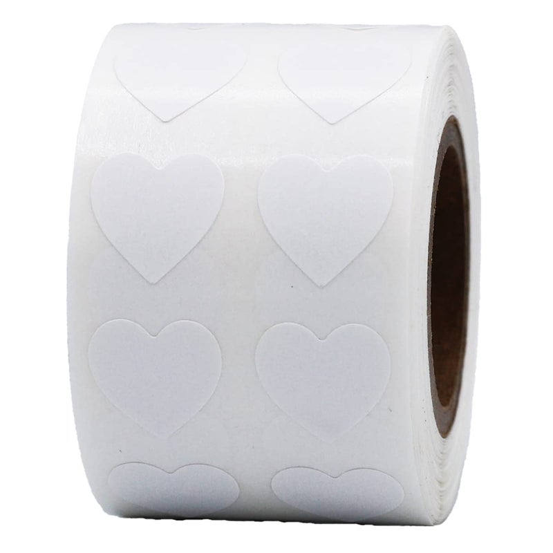 InStockLabels.com White Heart Semi-Gloss Stickers in 1/2" Inch, 1000 Adhesive Labels on a roll, Arts and Crafts, Envelope Seals, Valentines Day Gift Tags for Gift Giving - Image 1